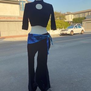 Velvet 2 pice flared partial lace bell bottom